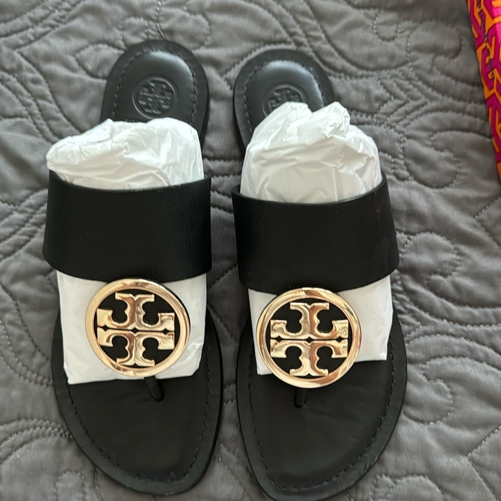 Tory Burch Black Benton Band Flat 7